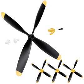 Hollowfly 3 Sets Spare RC Plane Propellers 4 Blade Propeller Compatible with Mustang P51 RC Plane 4 Channel Remote Control Airplane 761-5, 761-5V2 with Propeller Savers Adapter (Yellow Nose)