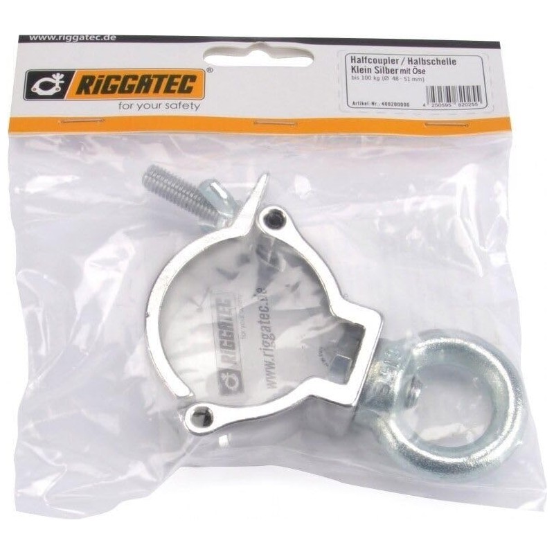 Riggatec half clamp - Half coupler silver, 48-51 mm.