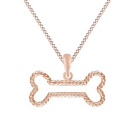 AFFY Dog Bone Pendant Necklace in 14k Rose Gold Over Sterling Silver