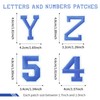 62 Pcs Blue Iron on Letters and Numbers Patches, A-Z