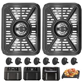 Skybok Ninja Air Fryer Accessories Tray for DZ401 DZ550 10QT DualZone Grills, Ninja Air Fryer Pan Replacement Parts Basket with Rubber Bumpers