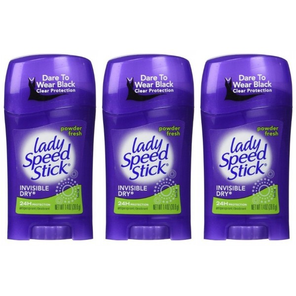 Lady Speed Stick Invisible Dry Antiperspirant / Deodorant. Powder Fresh, 1.4 Ounce (3-Pack)