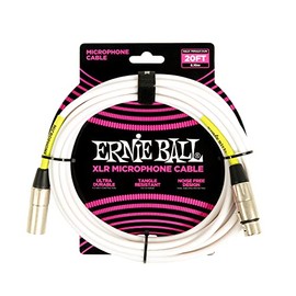 Ernie Ball - Cable de micrófono XLR macho hembra de 20 pies, blanco