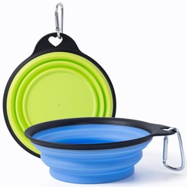 SLSON Dog Bowls Collapsible Pet Travel Feeder One-Piece Molded Reinforced Rim Cat Water Dish Lightweight Foldable Food Dispenser for Pets Walking Parking Camping,Small