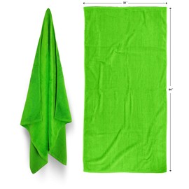 Royal Comfort 32x64 Solid Color Lime Green (4 per Pack) Terry Velour Beach Towel. Made with 100% Cotton Weighing at 16.0 lbs per doz. Why Settle for Polyester get The Real Thing!