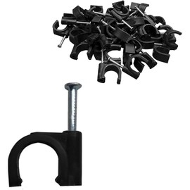 Stevenca 50 Pcs Black Half Clamp J-Hook with Nail, 3/4" Pex Clamps Cable Pipe Support
