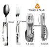 6-in-1 Detachable Camping Utensil, Stainless Steel Cutlery Folding Spoon, Fork,
