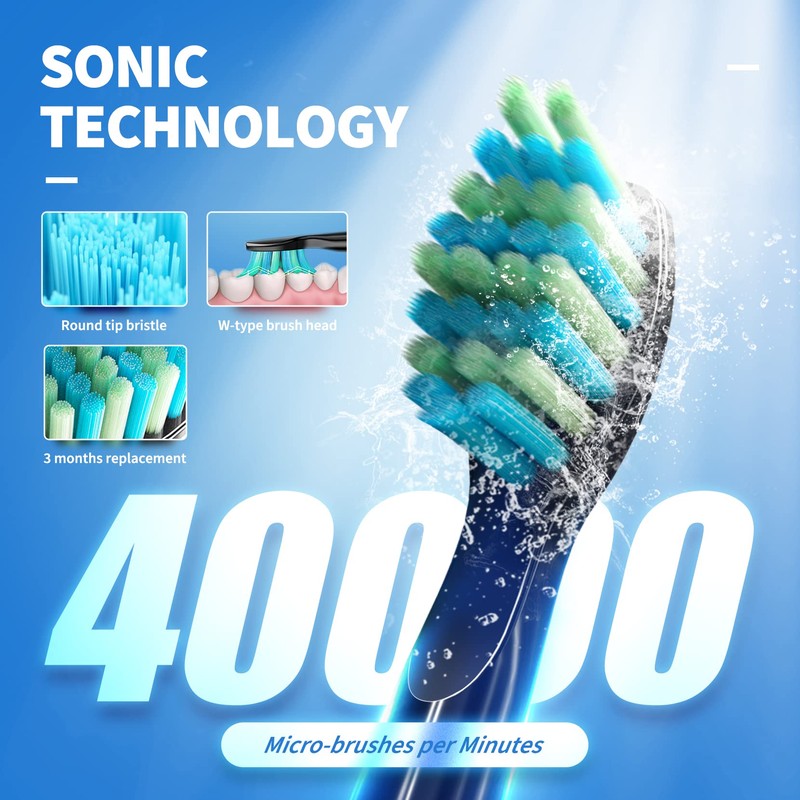 TEETHEORY 2 Pack Sonic Toothbrush, Electric Toothbrush Adults with 40000VPM