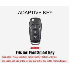 TECART Key Fob Cover Fit For Ford Fusion Soft TPU Keychain Key Case Key Shell Box Accessories Protector 3 button, R-grey, R-keychain