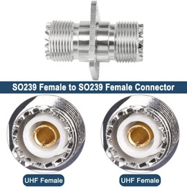 DAOKAI SO239 to SO239 Chassis Mount Adapter,UHF Female to UHF Female Coupler Flange Panel Mount Connector+UHF Male to Female 90 Degree RF Adapter,for PL259 UHF Antenna,B &Amateur Radio-2set