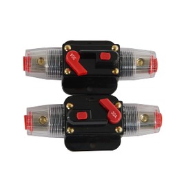 Automatic Fuse Holder, Inline Car Circuit Breaker 12V-24V DC, Manual Reset Switch for Car Audio Solar Inverter System Protection (30A)