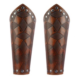 Bjesinmo Faux Leather Gauntlet Wristband Leather Bracers Medieval Vambrace Archery Bracers Arm Guard for Men Women