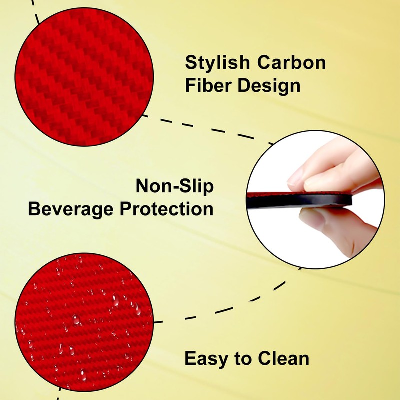 Bojueshaw 2pcs Carbon Fiber Car Cup Pad,Shiny Diamond Anti-Slip Beverage