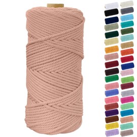 Binwat Macrame Cord Thick Natural Cotton Cord DIY Crafts Yarn Thread Twisted Spool Twine String Cotton Rope for Wall Hanging,Plant Hangers,Knitting,Decorative Projects 4mm x100m (Brick red)