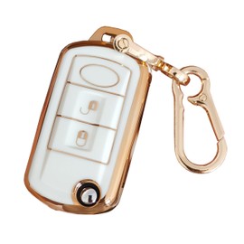 QIXIUBIA for Landrover Key Fob Cover Keyless Remote Smart Key Shell with Keychain Fit for Land Rover Range Rover Sport LR3 Discovery (for Landrover-A-White)