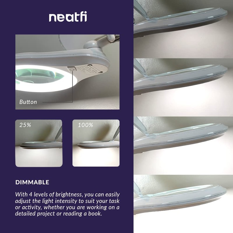 Neatfi LED Magnifying Lamp 1,200 Lumens with Clamp – 5”