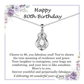 PDTU 80th Birthday Gifts for Women, Cubic Zirconia Pendant Necklace Birthday Presents for Mum Grandma Auntie Daughter Friends│30-80 Birthday Gifts for Her