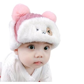 Baby Faux Fur Hat Toddler Fleece Lined Baby Trapper Hat Winter Hat with Ear Flap Baby Cute Crochet Beanie Hat Fluffy Hat Cute Pom Hat Knitted Soft Comfortable Warm Hat for Cold Weather (6-24 Months)
