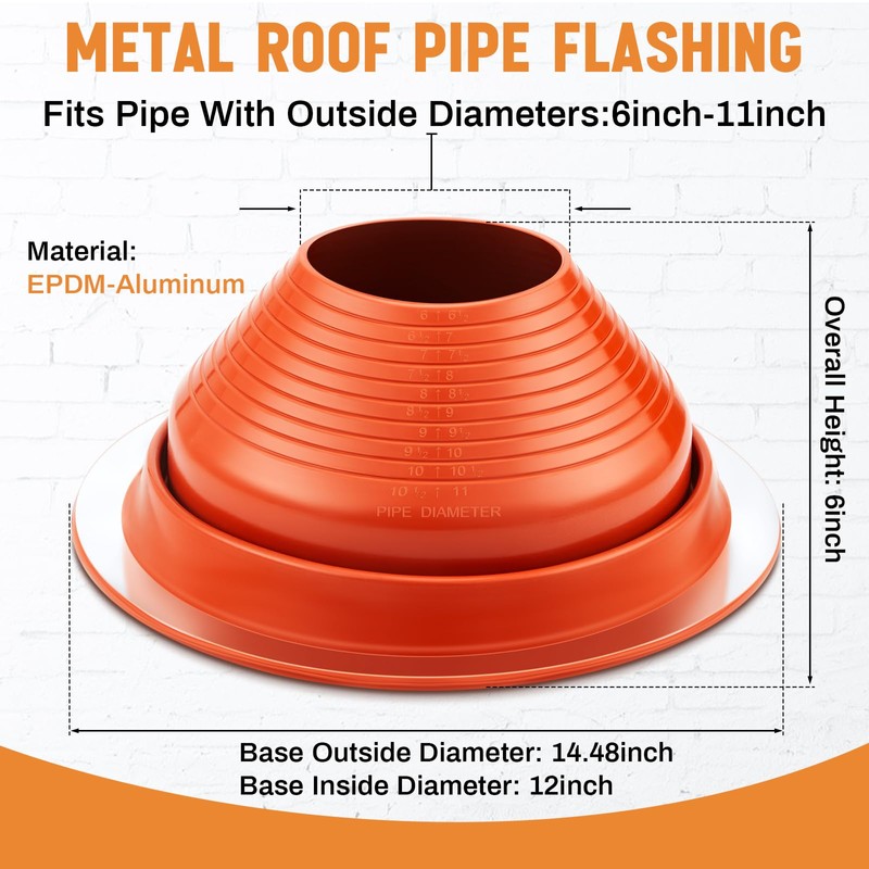 Yaocom 1 Piece #7 Pipe Flashing Boot for Pipe OD