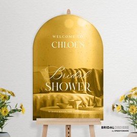 Gold Mirror Bridal Shower Welcome Sign - Custom Gold Mirror Bridal Shower Signs - Gold Bridal Shower Decorations For a Luxurious Bridal Shower