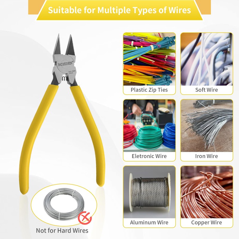 BOOSDEN 6 inch Thin Blade Nipper, Strong, Plastic Model, Precision