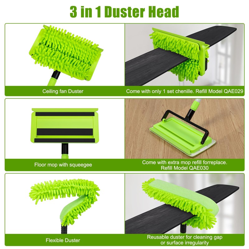 Ceiling Fan Cleaner Duster with 75'' Extension Pole, Flexible High