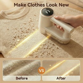 ZMRTDWO Fabric Shaver, Lint Shaver with 3 Speeds, Type-C Fast Charging Lint Remover, 6 Blade, LED Display, Sweater Shaver with 2 Replacement Blades, Pilling Remover for Clothes, Couch, Blanket