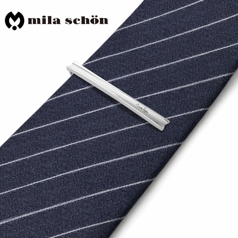 mila schon se-ms026 Mira Sean Silver Insert Tie Clip, Brass,