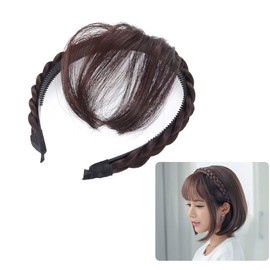 Front Hair Bangs Fringe Hair Extensions Synthetic Wigs Headband for Women Girls(Dark Brown)