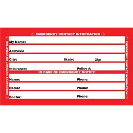 Emergency Medical Condition and Contact Wallet ID Card - with resealable Vertical Badge Holder (red)