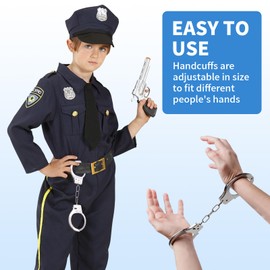 GUTERTOP Pack of 3 Handcuffs Children's Police Real Steel Professional Toy Handcuffs Made of Metal with 6 Keys for Robbers and Gendarm Games