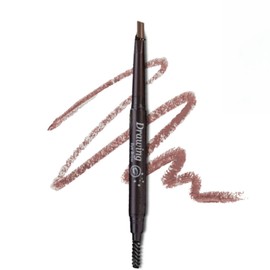 Dark Brown Dual-Ended Eyebrow Pencil - Waterproof, Smudge-Proof Brow Liner with High Pigment, Smooth Glide Formula, Built-In Sharpener