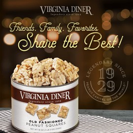 Virginia Diner Old-Fashioned Peanut Squares Candy, Virginia Peanuts -18oz Tin