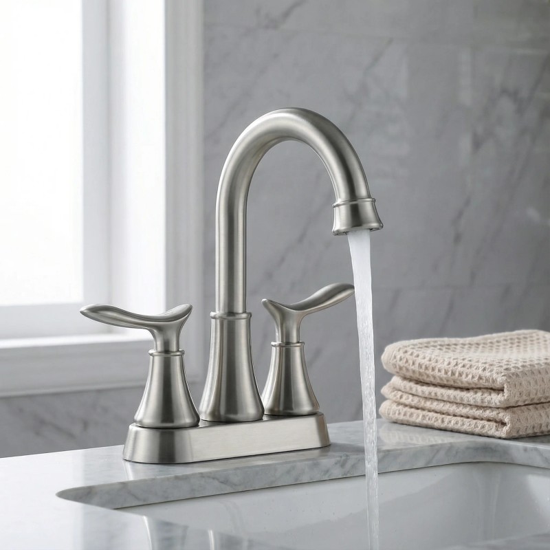 Alloy 4 Inch Hot/Cold Double Handle Deck Mounted Electroplated American