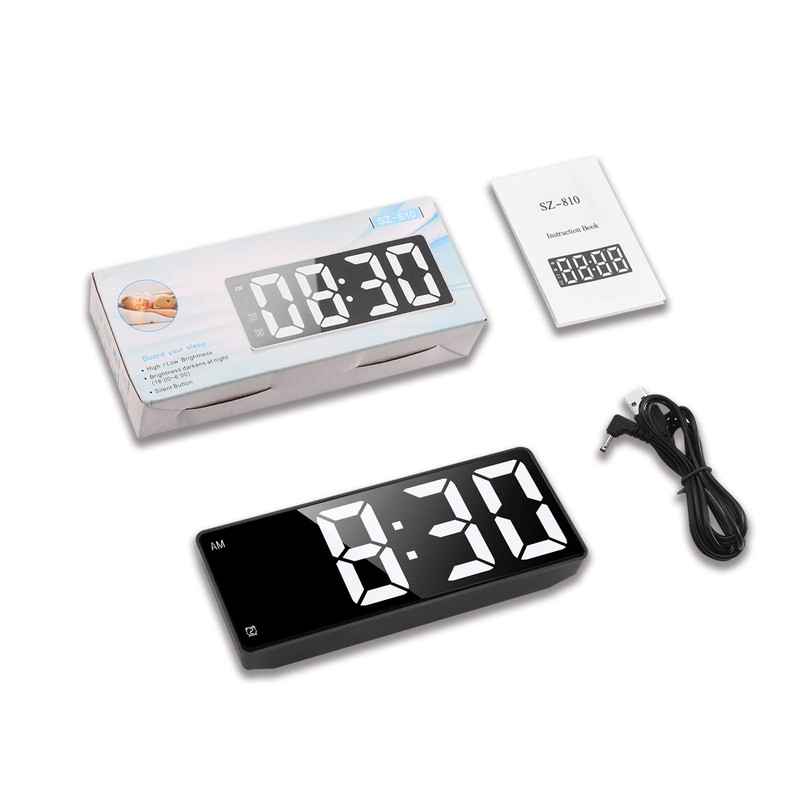 OQIMAX Digital Alarm Clock LED Display Alarm Clock Bedroom Electronic