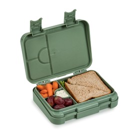nouka Design Chill Bento Lunch Box | Easy to Open Latches | Spill Proof Design | 6-Compartment Removable Tray | Safari