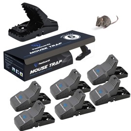 PestGuardX Mouse Traps Indoor - 6-Pack Reusable, Sanitary Snap Traps for Mice & Small Rodents – Easy-to-Use, High-Sensitivity Mouse Traps for Kitchen, Garage, Home, Office (4"x1.9"x2.3")