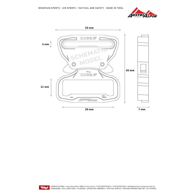AUSTRIALPIN COBRA FM 3/4" 1" Lightweight Adjustable Quick Release Buckle