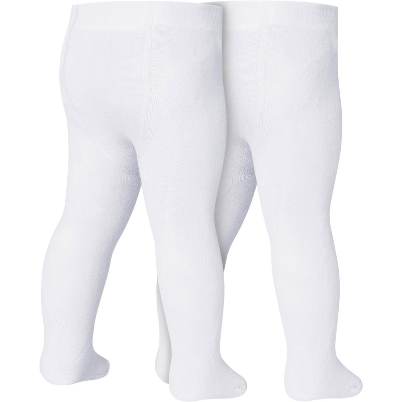 Playshoes Unisex Children's Thermal Warm Tights, White Twin Pack