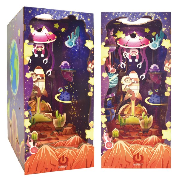Spilay DIY Dollhouse Miniature Book Nook Assemble Kit,3D Wooden Puzzle