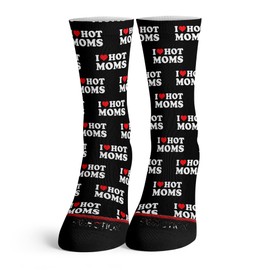 Function - I Heart Hot Moms Funny Adult Socks Fashion Love Black Pattern