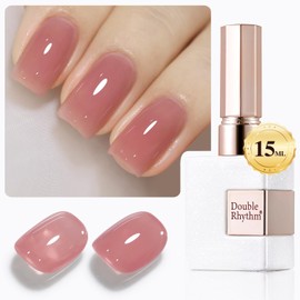 Double Rhythm 0.50 OZ Gel Polish Pastel Light Dark Deep Color 15 ML Pearl White Bottle Soak Off Nail Polish Art Salon at Home for Women (Jelly Purple Pink-B-A1495)
