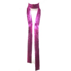 Wisafory Metal Sequin Scarf Women's Glitter Neckerchief Wrap Long Ties Scarves Chains Glittering Thin Women's Scarf for Wedding Carnival Costume Party Accessories, Rose-red