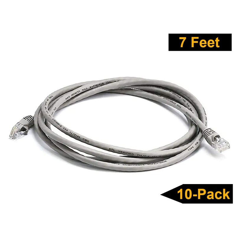 iMBAPrice 1' Cat5e Network Ethernet Patch Cable, 10 Pack, Gray