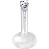 Body Candy 14k White Gold 1.5mm CZ Bioplast Push in