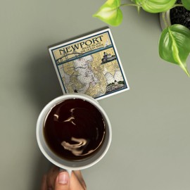 Newport, Rhode Island, Nautical Chart (Absorbent Ceramic Coaster, Single, Cork Back, Kitchen Table Decor)