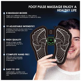 Foot Massager EMS Foot Massager, USB Portable Foot Massager, Intelligent Massage Mat with 8 Modes, 19 Adjustable Frequencies for Blood Circulation, Muscle Pain