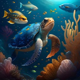 MOGTAA Sea Turtles Diamond Painting for Adults, Landscape 5D Diamond Art Painting Kits for Beginners, DIY Full Drill Diamond Dots Kits Animal Art Craft for Home Decor 30x30cm