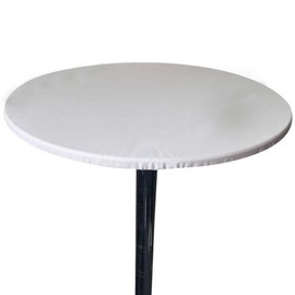 Perfk Waterproof Polyester Fitted Table Cover Cloth Decorative Round Tablecover Tablecloth - White