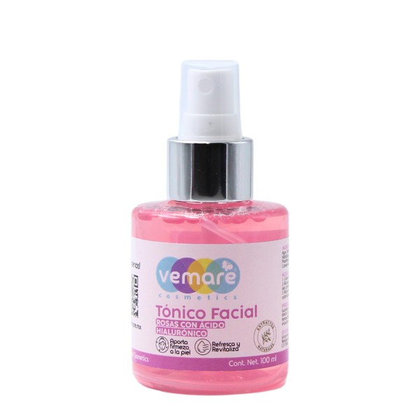 Vemare Cosmetics Tónico Facial De Rosas Con Ácido Hialurónico 100